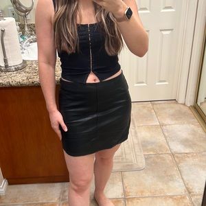 Pleather Seamed Mini Skirt Sz L